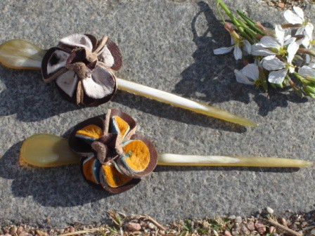 Pinchos en guampa y flor de cuero!!!!!!!!!!!!